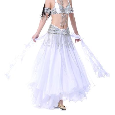 Multicolor Belly Dance Skirts Oriental Double High Slits Belly Dance Costume Skirt For Women Belly Dance Long Skirt Without Belt