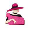 Acrylic Lady with Hat Brooch Cartoon Coat Badge Cute Women Portrait Pin  Clothing Accessories