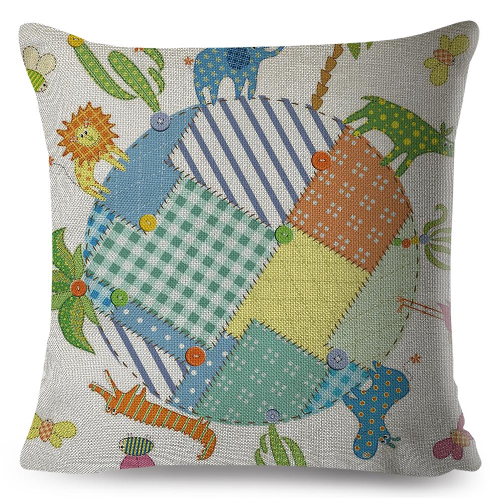 Tropical Flamingo Cushion Cover Hand Drawn Pineapple Butterfly Ice Cream Design Soft Square Pillow Home Decor xcm
