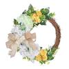 Spring Rattan Wreath Artificial Hydrangea Rose Wreath for Front Door Lifelike