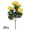 2PCS Artificial Geraniums Outdoor Silk Flowers Bush Fake Flowers for Floral Home Decor Indoor Garden Grave Cemetary Table Decor
