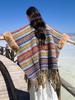 Winter Women Scarf Layers Poncho Elegant Retro Striped Print Wraps Shawl Casual Warm Hairy Scarve Capa Para Mujer Pashmina Cloak
