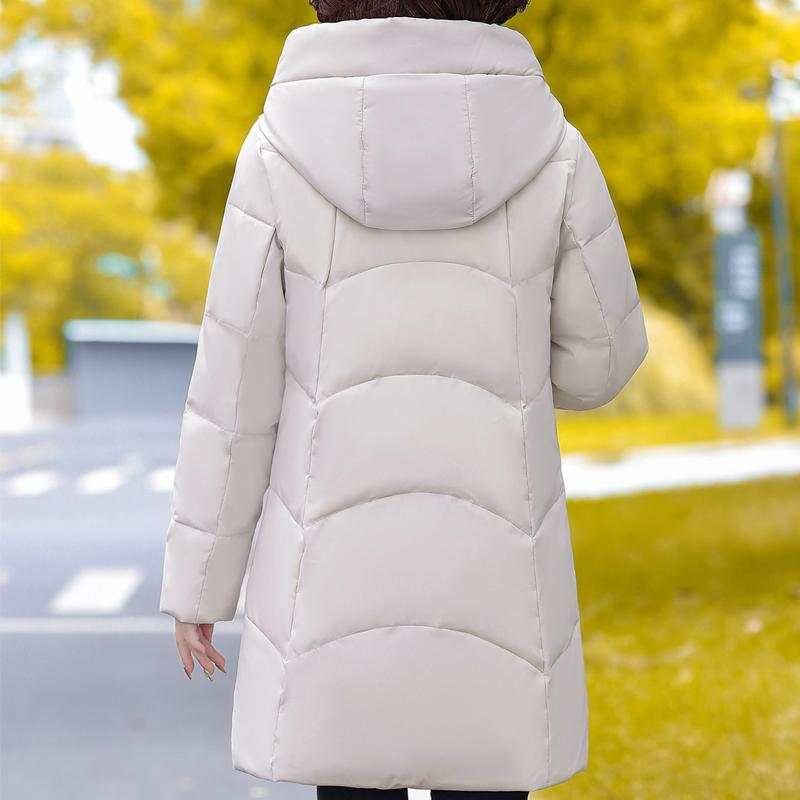 Plus Size Middle Age Women's Long Down Coats Winter Vintage Prakas Hooded Elegant Thick Warm Puffer Jackets Woman Outerwears