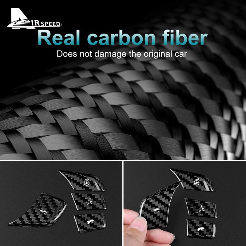 For Chevrolet Corvette C8     Real Hard Carbon Fiber Car Steering Wheel Button Cover Interior Trim Accessories