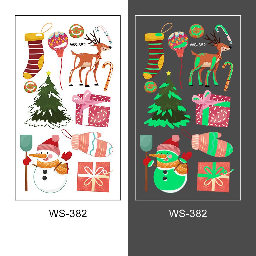 New Cross-border Christmas Luminous Tattoo Stickers Children's Cartoon Waterproof Sweat Party Holiday Green