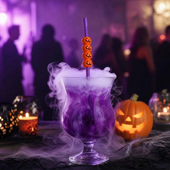 Yousheng Plastic Halloween Straw, Spooky Pumpkin Skull Skeleton Drinking Straw for Halloween Party Favors, Kitchen Table Decor