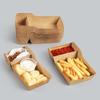New 50pcs Kraft Paper Food Serving Tray Two Grids Snack French Fries Chicken Salad Carton Take Out Containers For Party