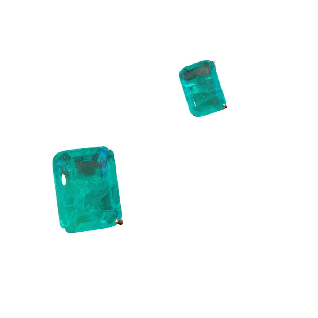 Transmisión en Vivo de TikTok Transfronteriza Collar de Zirconia Esmeralda Pendientes Colgante Rectangular Luz Verde Palaiba