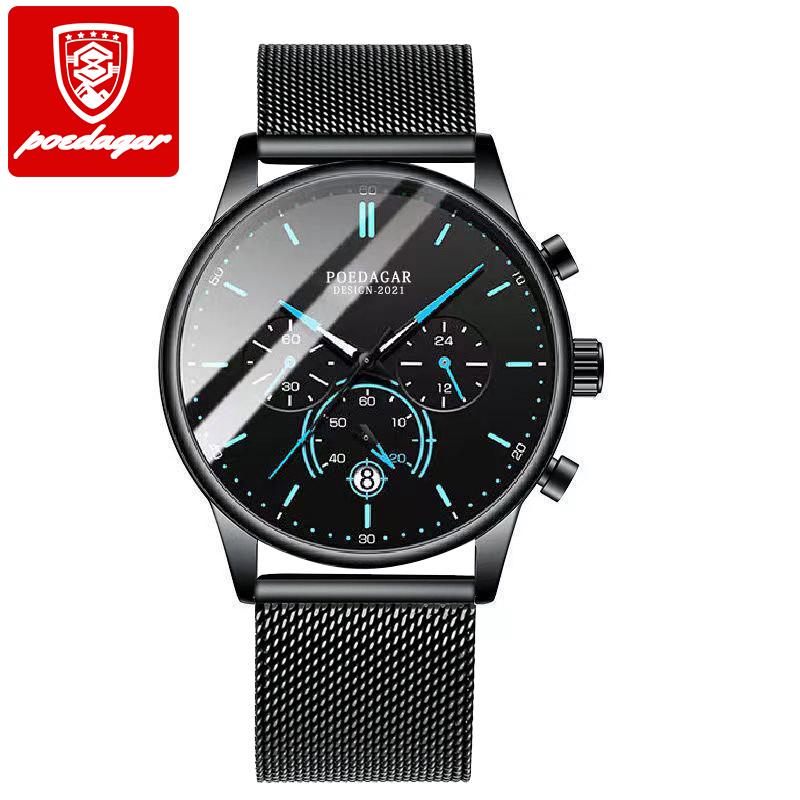 Watch Men 632 Luxury Small Three Dial Sport Stop Chronograph Calendar Stainless Steel Watch Fashion Wristwatch Relojes chronograph watch