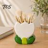 Unique Gifts for Besties Tulip Makeup Brush Holder, Resin Cosmetic Organizer Vanity Desk, Cute Flower Pen Multipurpose Storage Box Cup Office