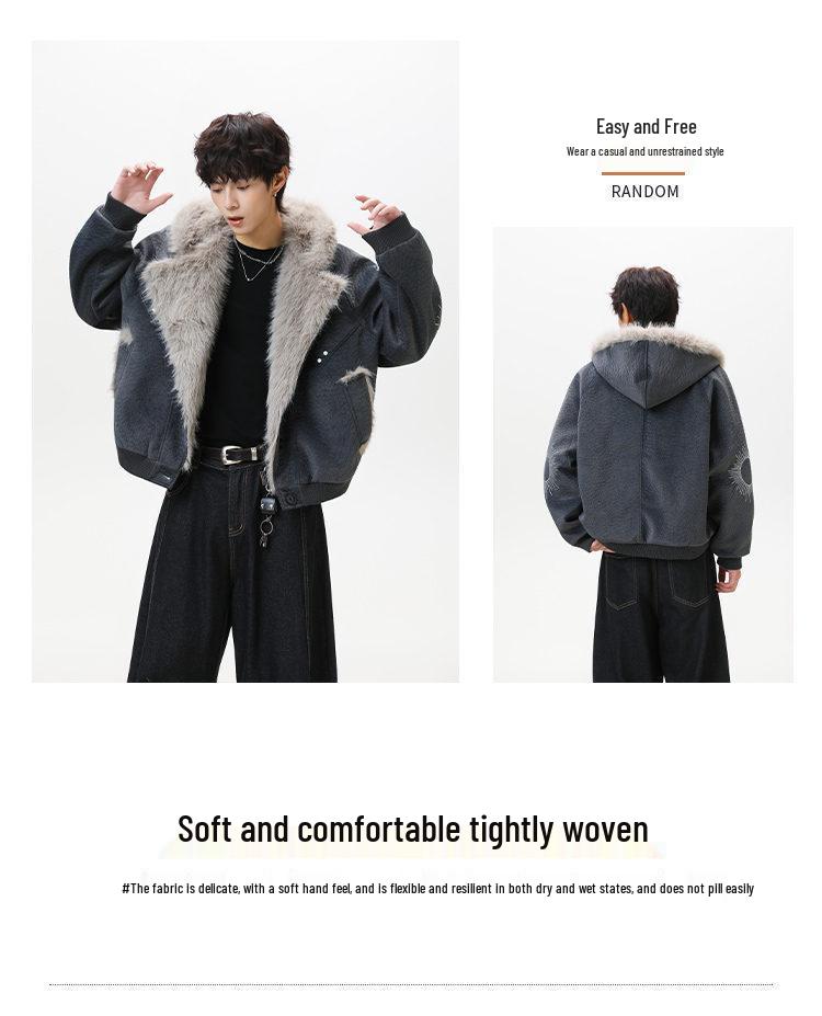 Men's Trendy Mountain Eagle Winter PU Leather Cotton Jacket - Thick, Warm Outerwear for Couples