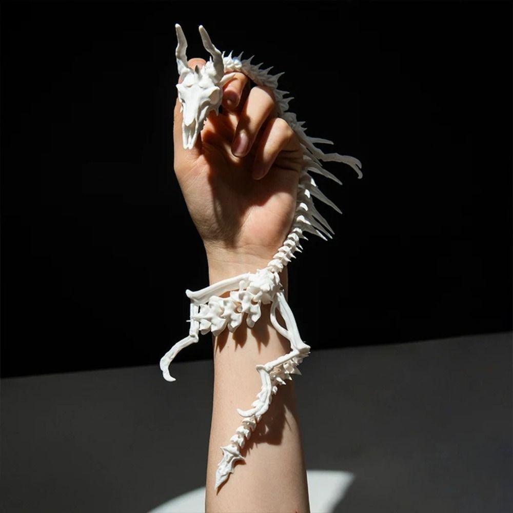 3D Printed Dragon Skeleton Model Joint Skull Dragon Creative Gifts Ornaments Collectible Figurine Desktop Decoration