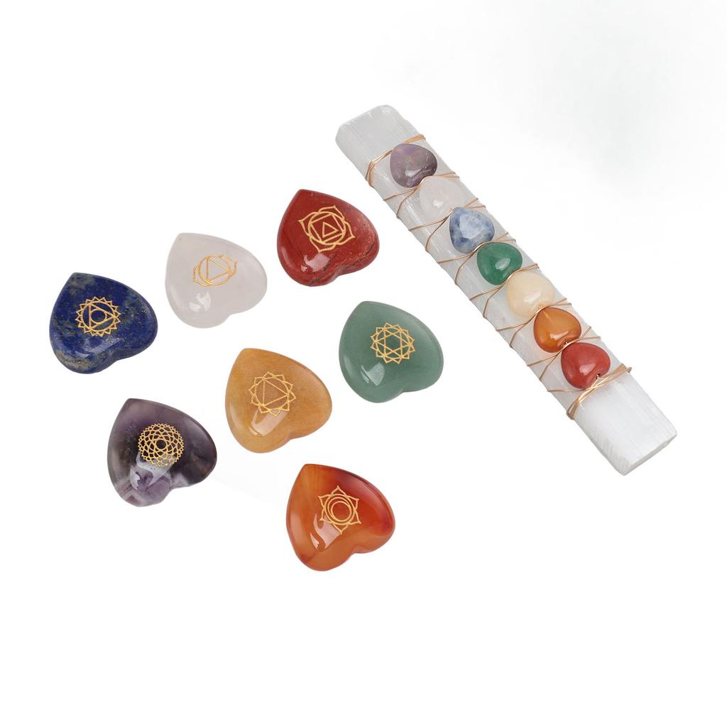 Chakra Stone Promote Positive Energy Decorative Balancing Reiki Healing Stone for Meditation Yoga Heart Shaped Chakra