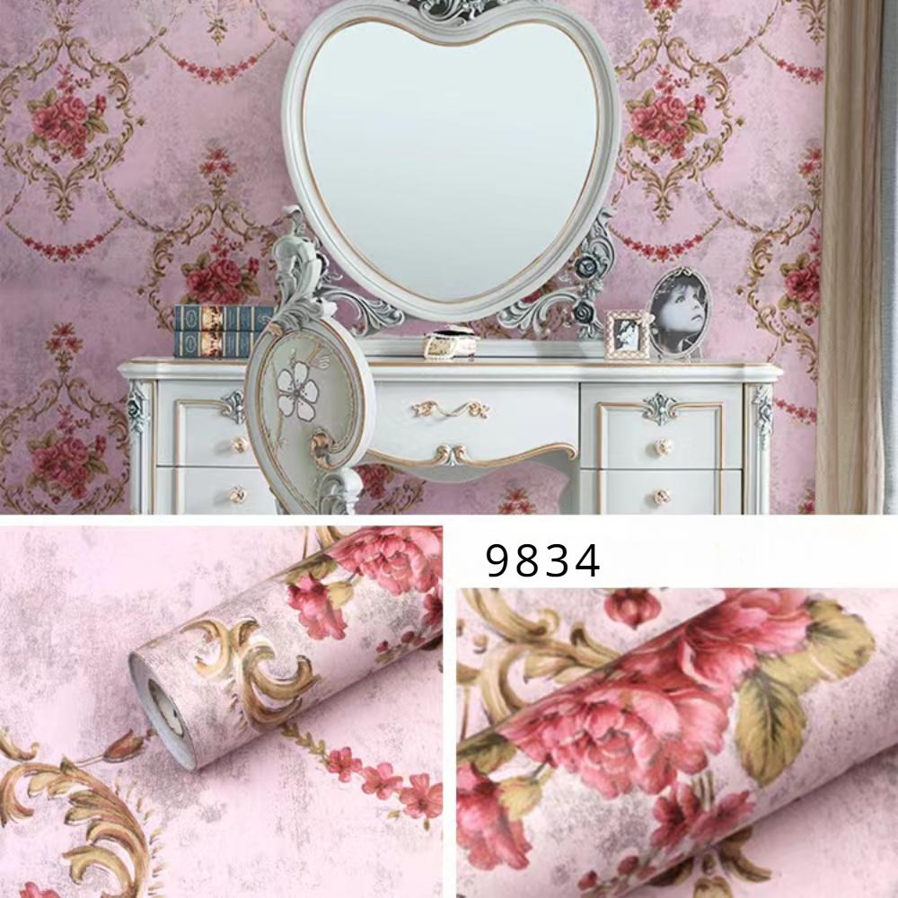 Europäischer Stil Selbstklebende Tapete Wasserdicht Wohnzimmer Schlafzimmer Tapete Blumen Kontaktpapier Heimdekorationsaufkleber