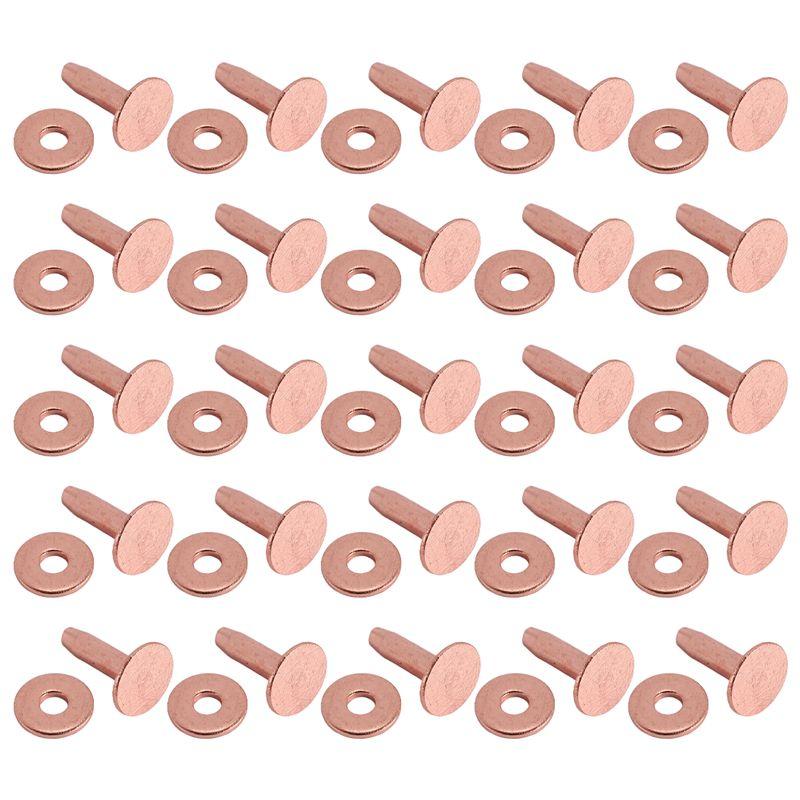 BAAJ-25 Sets Copper Rivet Burrs Washer, Long Leather Copper Rivet Fastener,For Wallets Leather DIY Craft Supplies