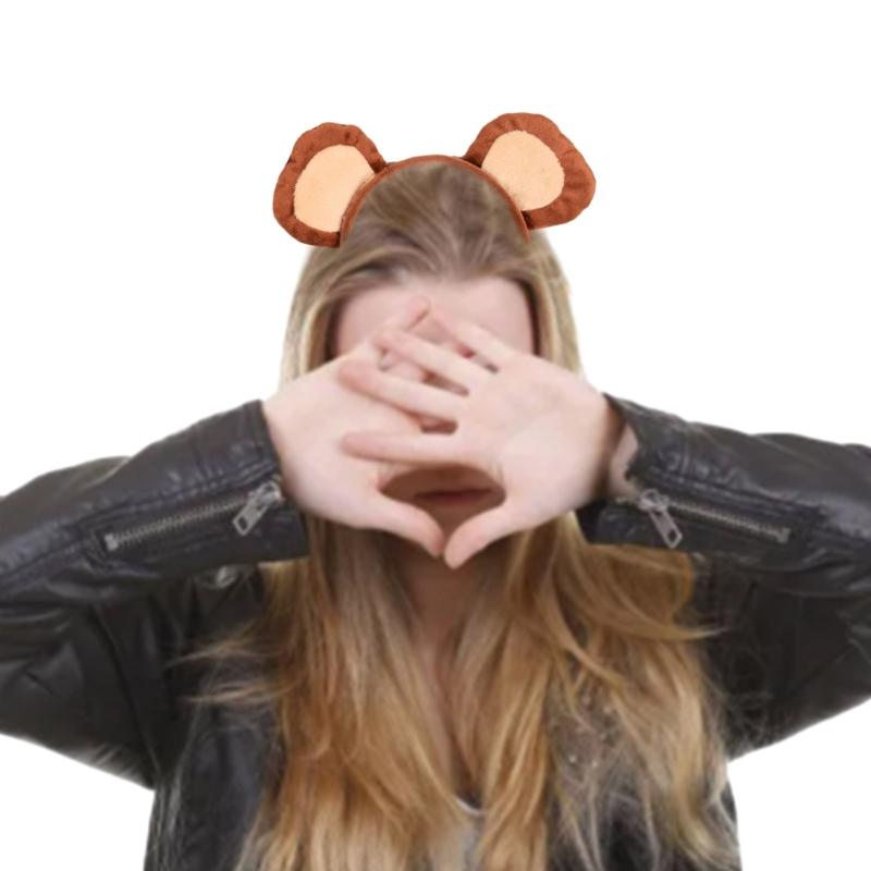 Adults Kids Plush Monkey Ear Headband Tail Tie Animal set for Gift Birthday Party Cosplay Costume Christmas Halloween Headwear
