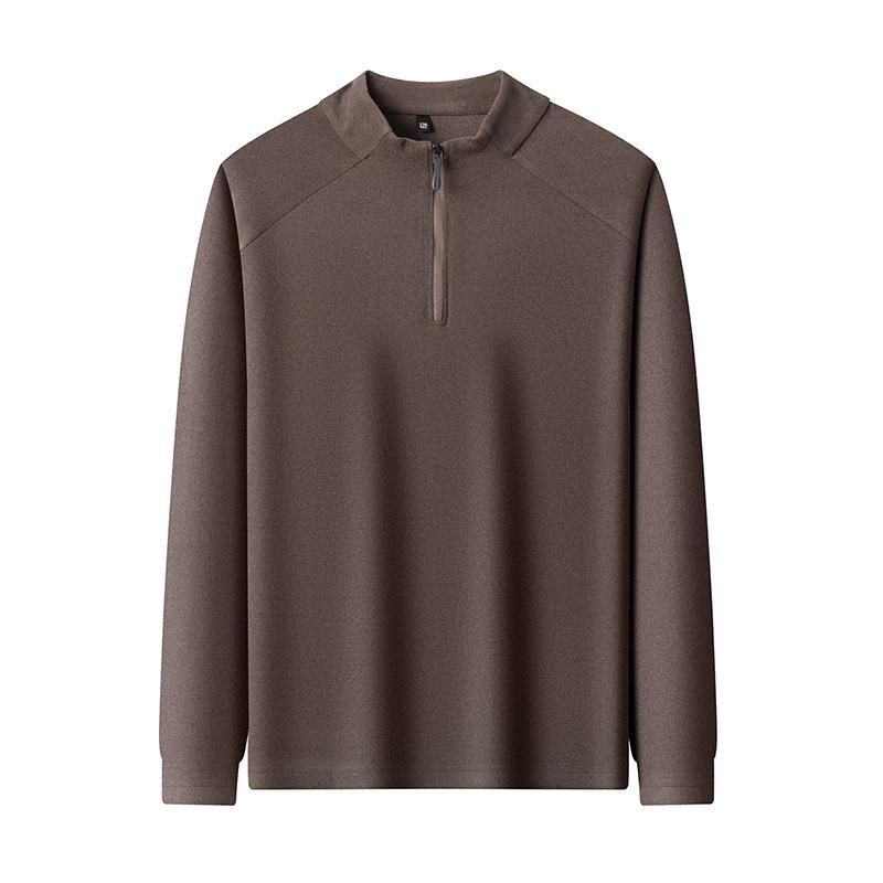 Men's Thick German Velvet Warm Half-Zip Stand Collar Sweatshirt - Solid Color Autumn/Winter