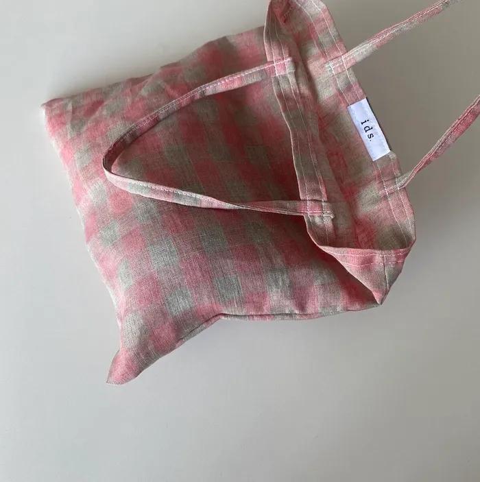 Pink linen mini bag
