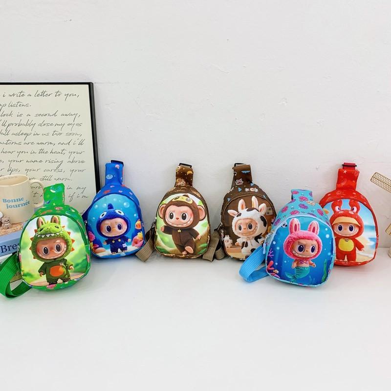 Labubu Kids Cartoon Nylon Chest Bag With Breathable Design For Preschool Children