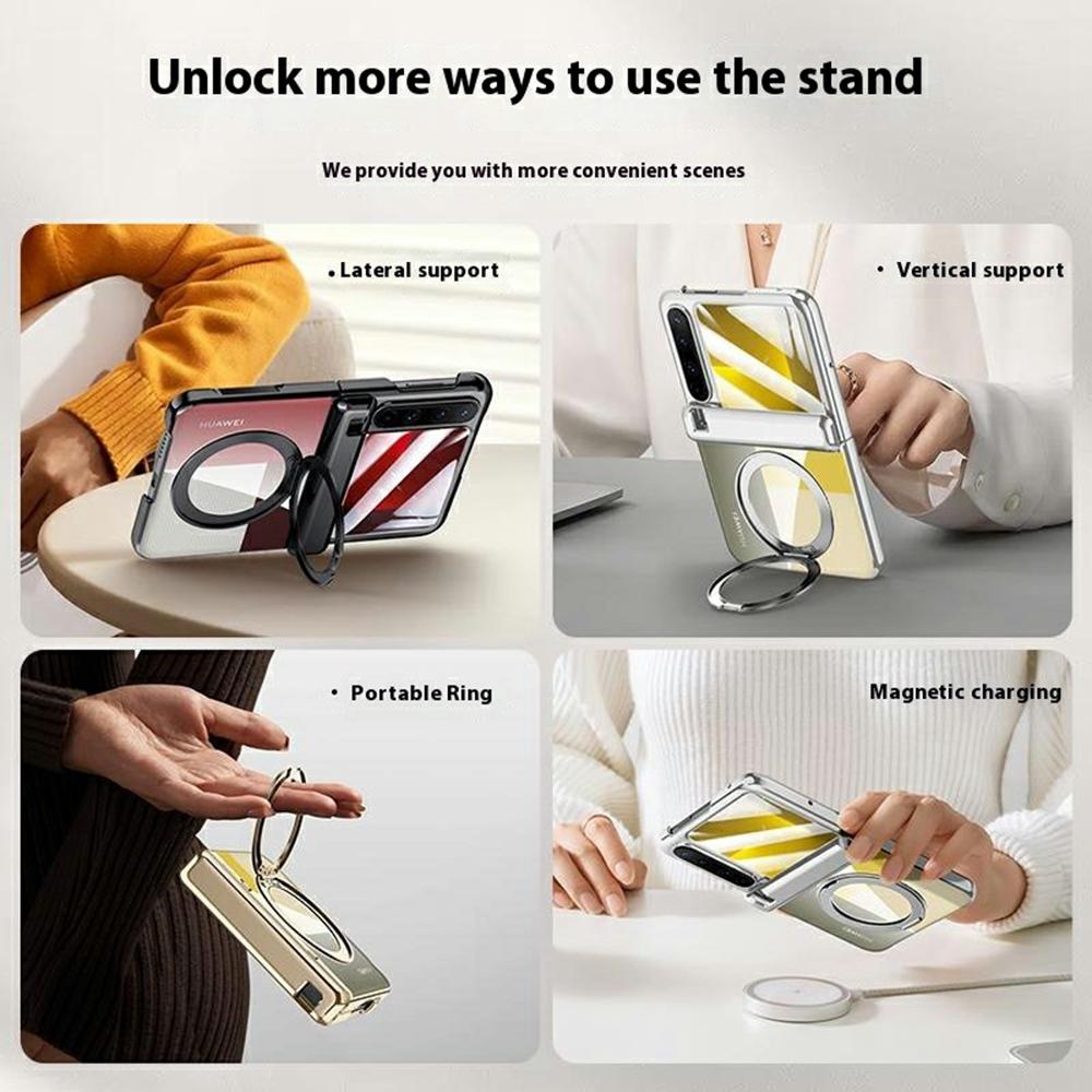 For Huawei Pura X Case Compatible with MagSafe Kickstand Electroplated PC Phone Cover Built-In Screen Protector