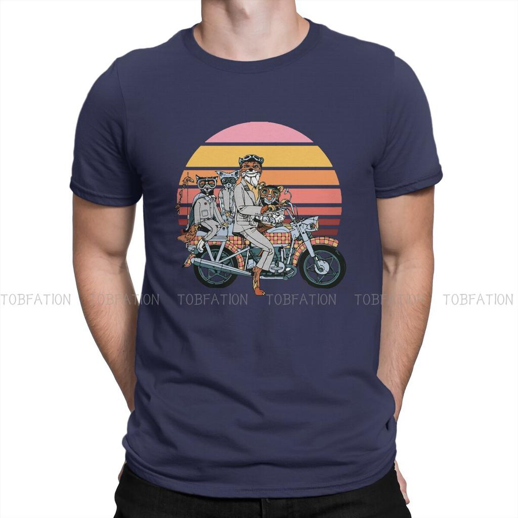 ZX Family on a Motorbike Fantastic Mr Fox Men T Shirt Classic Gothic Loose ONeck TShirt Harajuku Clothes