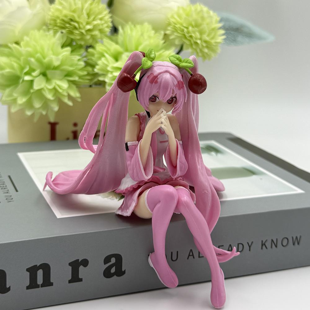 

New Hatsune Miku Anime Figure Pink Dress Pvc Model Action Toys Cherry Pink Cherry Blossom Decoration Collect Gifts.*