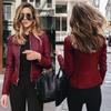 Female Spring Autumn PU Jacket Zipper Leather Fashion Short Thin Solid Cardigan Suit Tops
