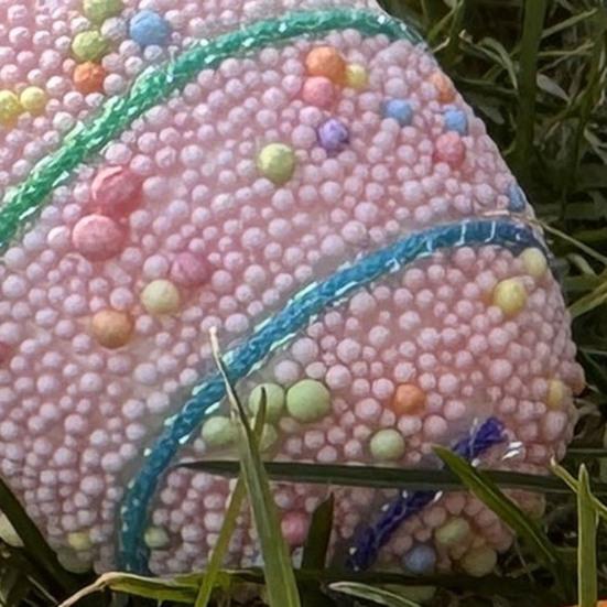 6Pcs Easter Eggs with Hanging String Foam Hanging Ornaments Striped Colorful Decoration for Easter Tree Home Party And Spring Crafts