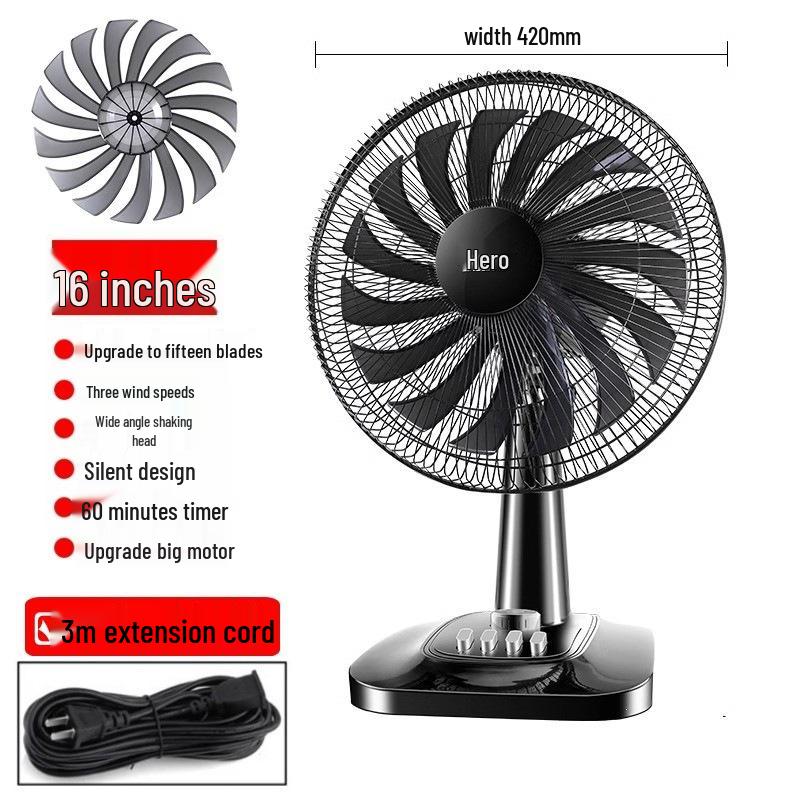 16palcový tichý oscilační stolní ventilátor pro domácnost a koleje