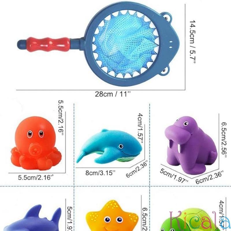Baby Bath Toy Net Fishing Floating Children's Animal Cartoon Image Knead Happy Floating Water Toy Gift For Bathtub Pool Beach