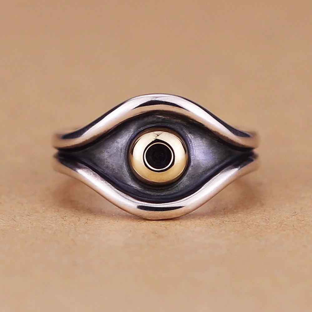 Ретро Кольцо Всевидящее Око Для Мужчин Женщин Панк Готика Регулируемое Открытое Кольцо Посеребренная Медь Ювелирные Аксессуары Унисекс Подарок resizable