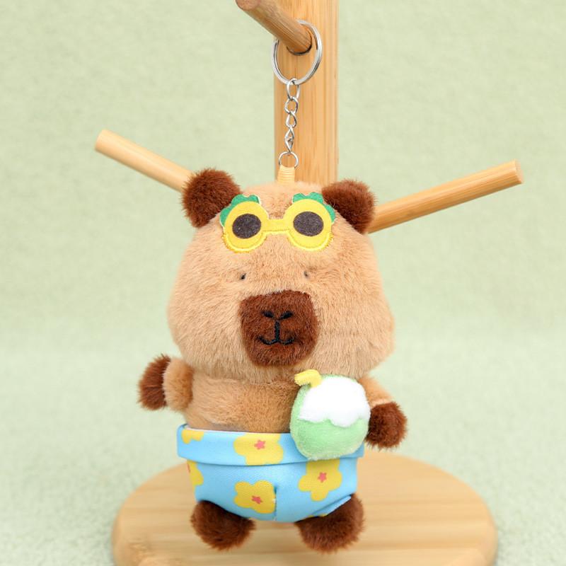 Plush Keychain Capibala Cute Cartoon Animal Girls Schoolbag Decorative Pendant