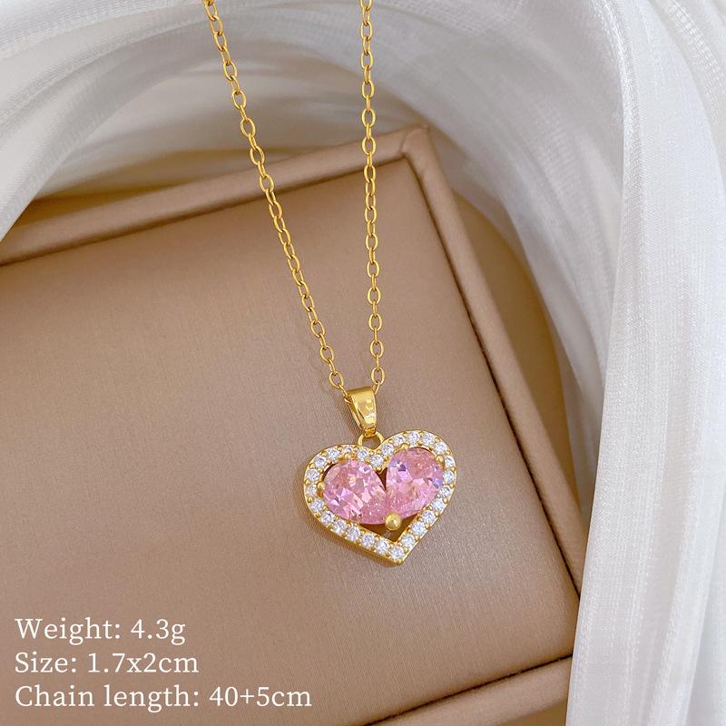 Kupfer-Mikro-Intarsien Leichter Luxus Mode Persönlichkeit Temperament Wunderschöne Voll-Diamant-Halskette Damen Vielseitige Schlüsselbein-Kette Titanstahl