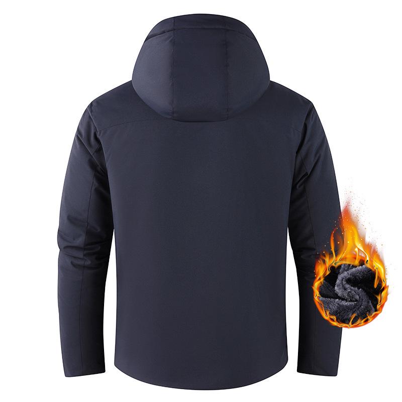 Men's 2025 Fleece-Lined Hooded Cotton Jacket: Windproof, Waterproof, Casual Outerwear