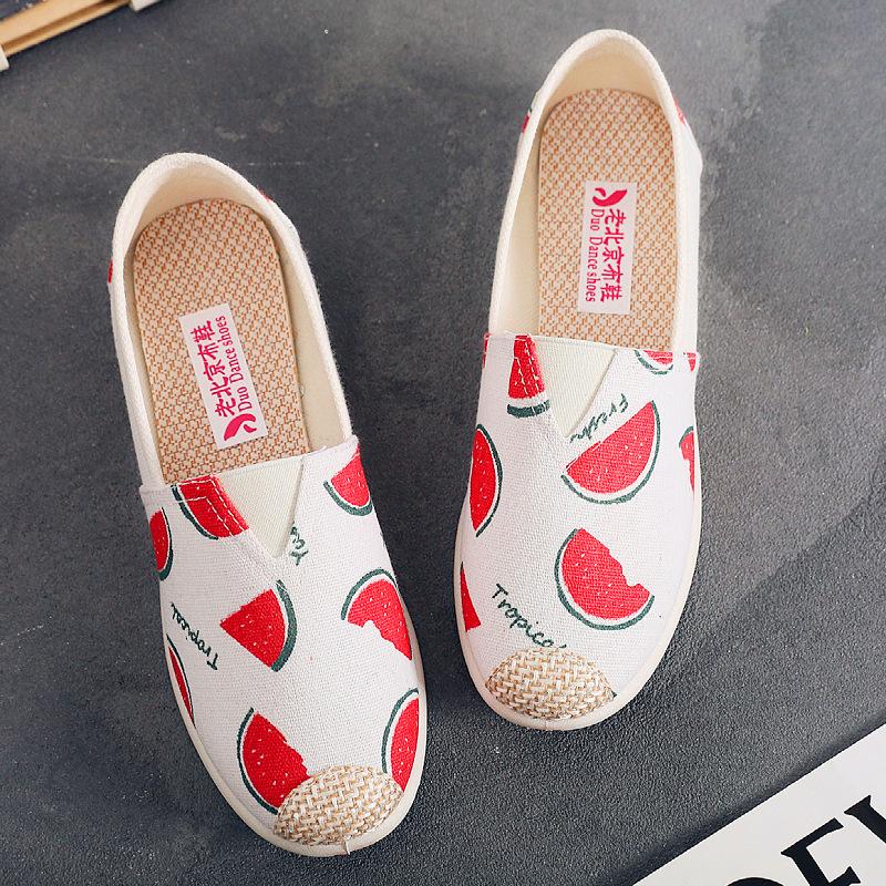 Breathable Mesh Lightweight Casual Shoes Women Fashion Women Slip On Flats Print Fisherman Shoes