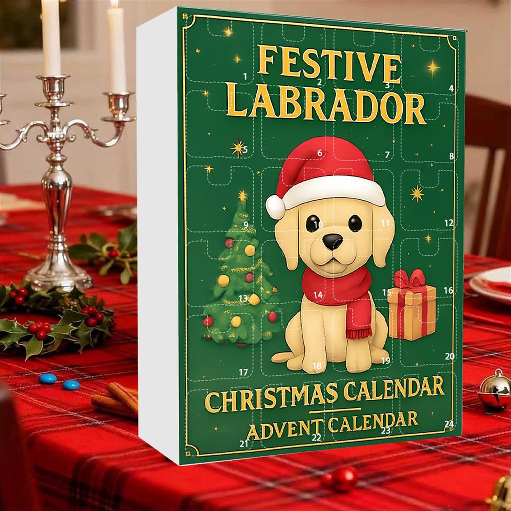 Labrador Jul Nedräkningskalender, 2D Akrylprydnad, Julgransdekoration, Lämplig För Juldekorationer