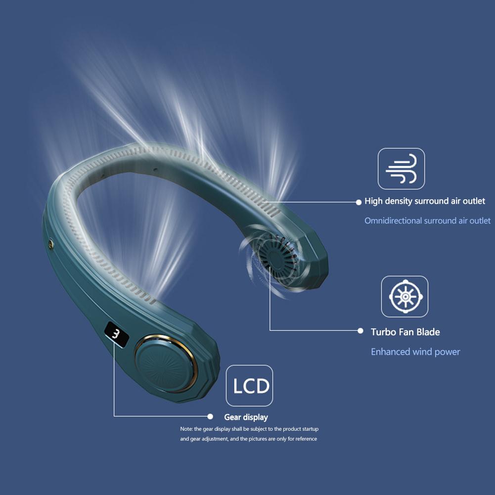 360-Grad-Surround-Hängehals-Kaltwindventilator, blattlose Ventilatoren, Luftkühler, Kühlung, tragbare wiederaufladbare Klimaanlage für Sport, Laufen