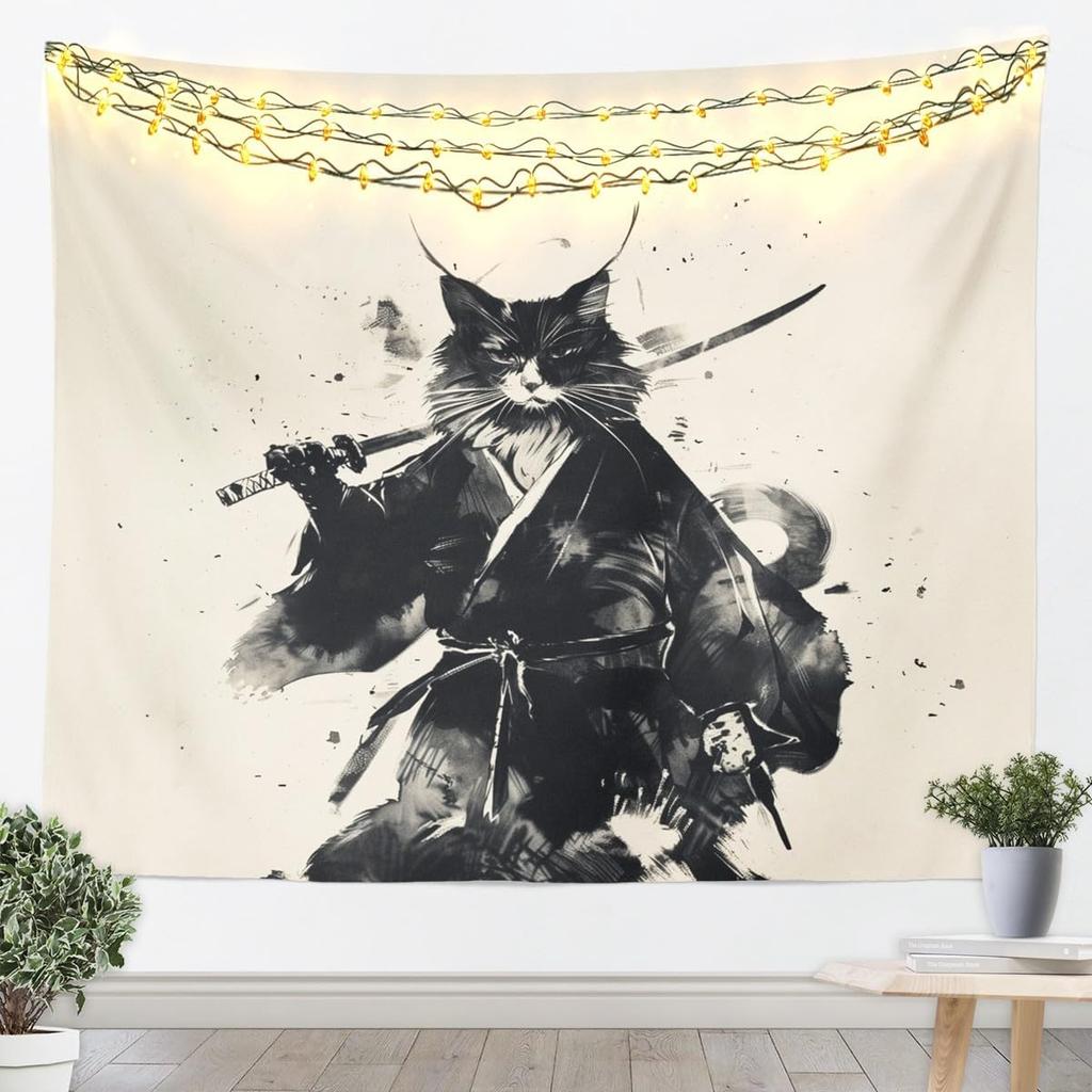 Japan Geisha Tapestry Cherry Blossoms Wall Art Japanese Tradition Wall Hanging Blanket for Living Room Bedroom Home Decor Small