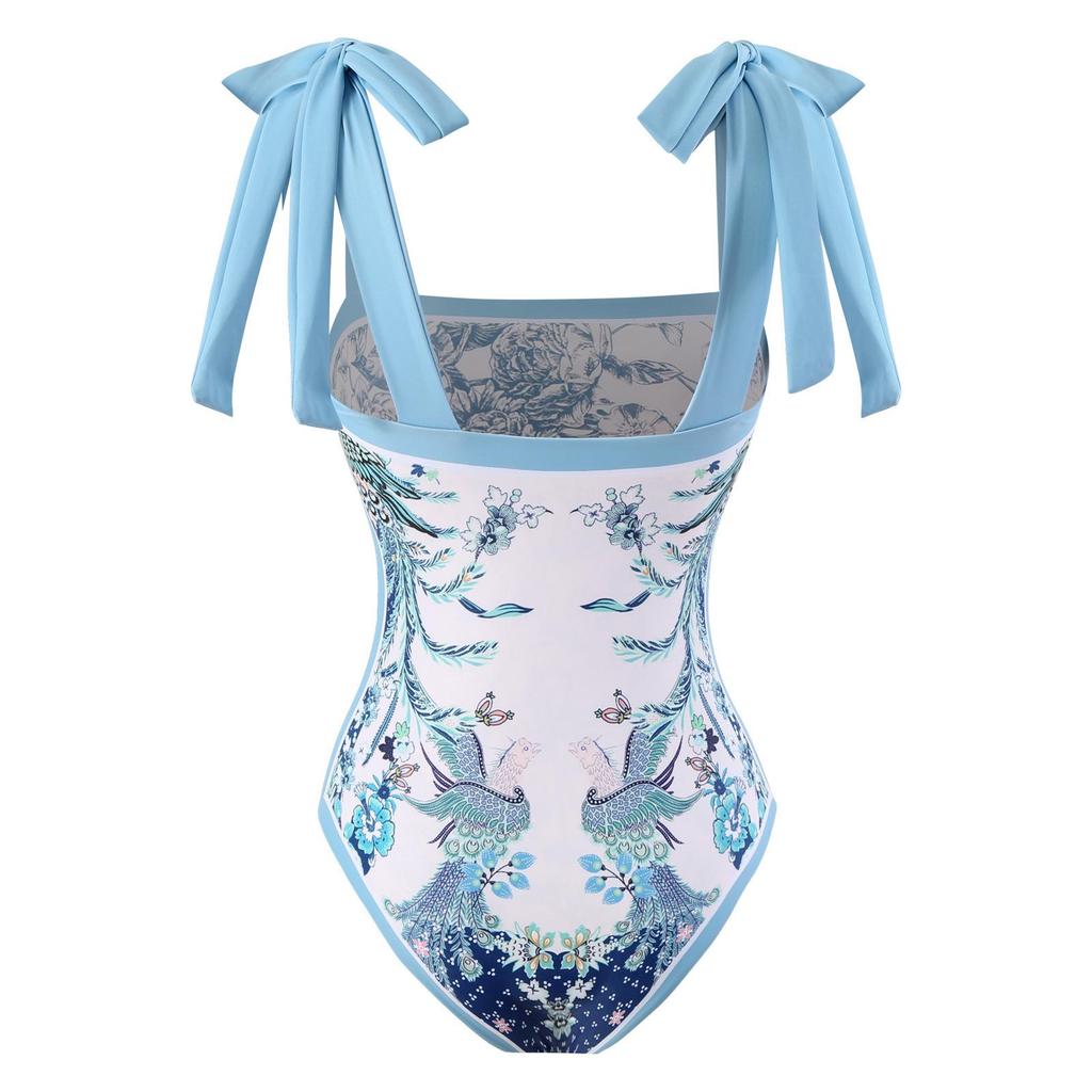 2023 European & American Retro French Double-Sided Swimsuit Set: One-Piece & Bikini