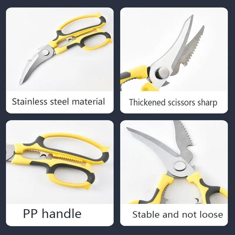 Multifunkční kuchyňské nůžky Kuchyňské nůžky na kuřecí kosti Nerezové nůžky na ryby Stupnice Otvírák na pivo Venkovní nůžky