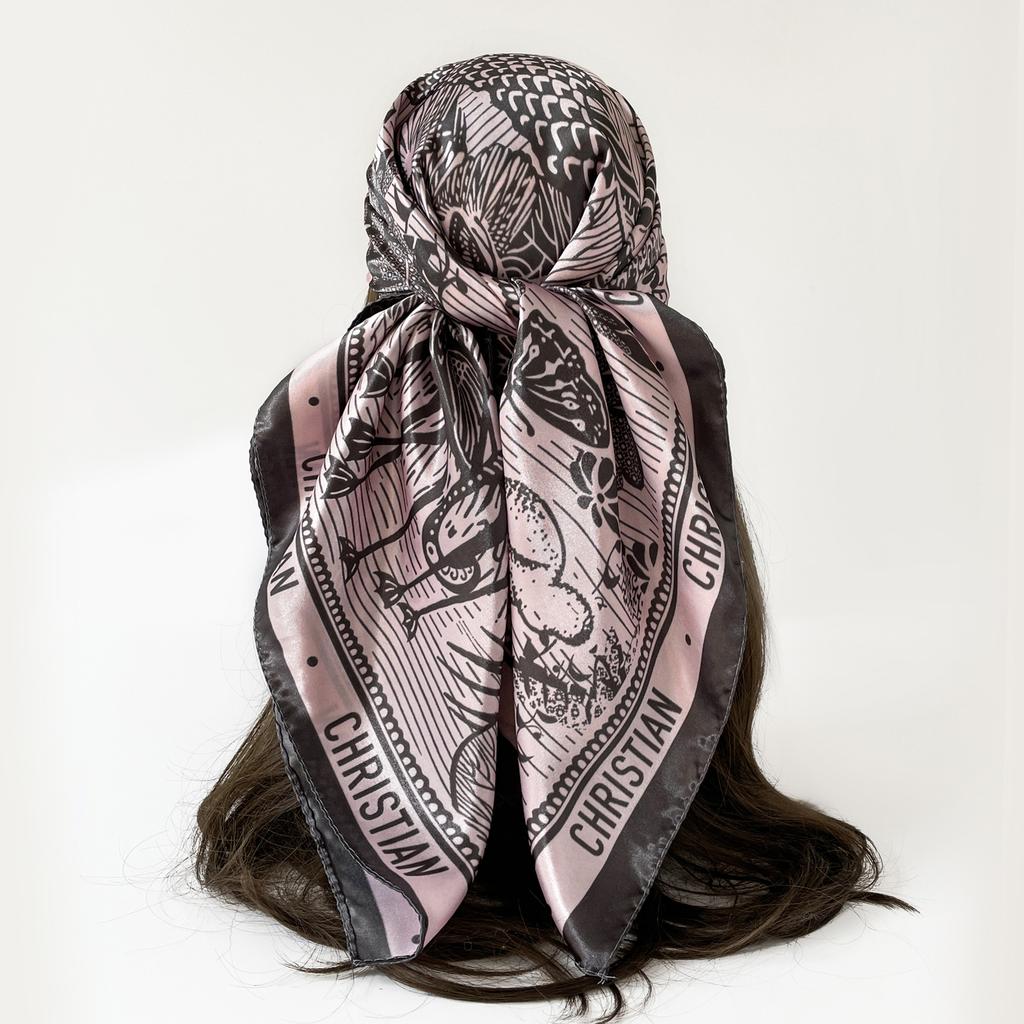 Fashion printing, hot-selling 91 square scarves in Europe and America, trendy headscarves, scarves, women's scarves, simulated silk satin