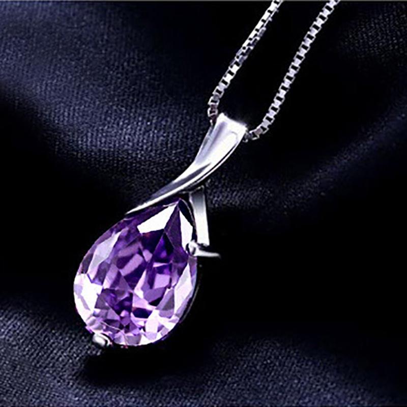 BELLA BOX Hot Selling Purple Amethyst Geometry Gorgeous Pendant Necklaces For Women Charm Wedding Engagement Fine Luxury Jewelry New Trendy