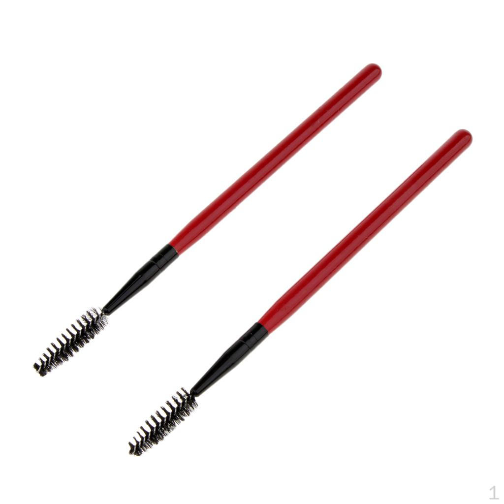 2 Pieces Professional Reusable Wands Brush Makeup Applicators Cosmetic Kit,Portable Wood Handle Es