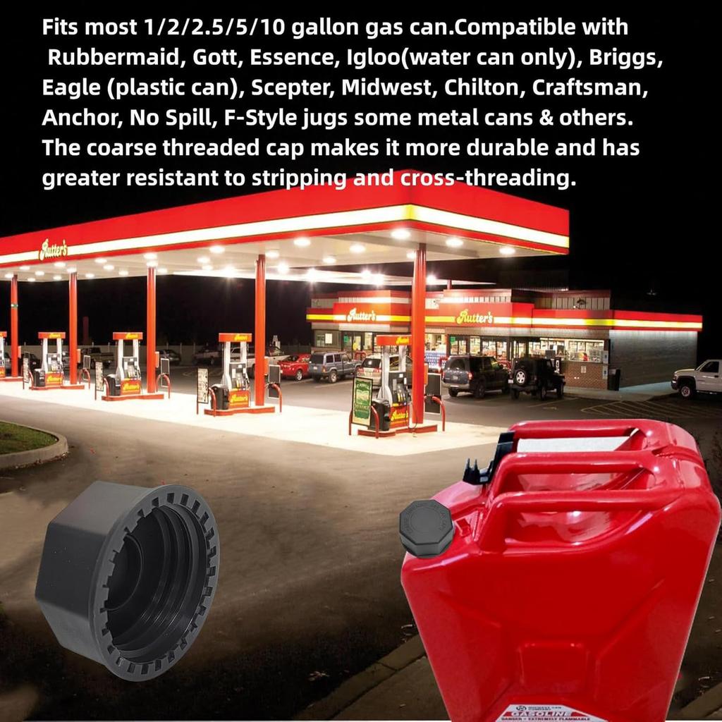 5 Gallon Gas Can Cap Replacement, Fits Most 1/2/3/5 Gallon Gas Cans, Portable Gas Tank Lid For 5+ Gallon Plastic And Metal Gas Cans, Includes Spout