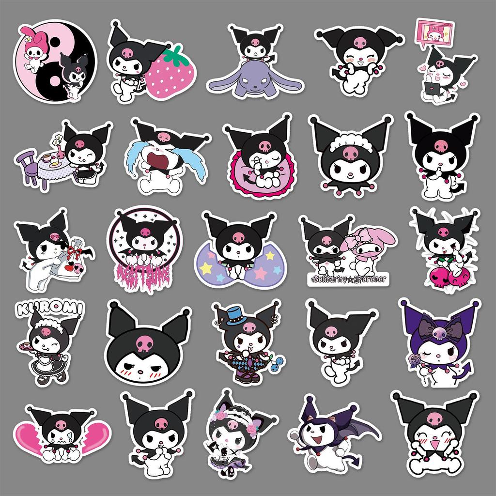 50 Kuromi Cute Cartoon Waterproof Stickers for Suitcases, Phone Cases, Laptops, and Journals.