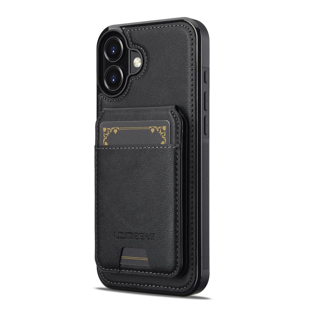 LC.IMEEKE L3 For iPhone 17 Magnetic Case Detachable Card Holder Leather TPU Mobile Cover