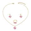 ins Japan and Korea cute wind women's ring necklace set niche love inlaid zircon design stud earrings collarbone chain