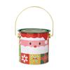 Pack Of 2 Christmas Treat Boxes with Handle Handheld Round Bucket Tinplate Sweets Cookie Container for Party Use