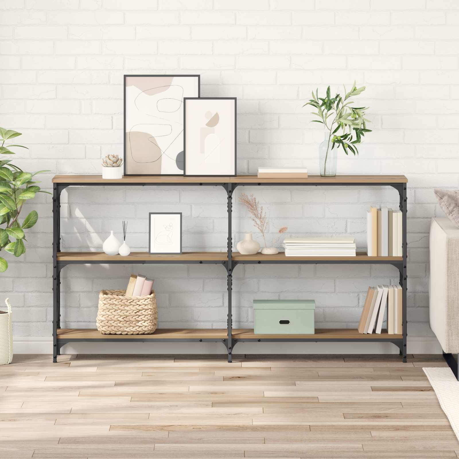 vidaXL Konsolentisch Artisan-Eiche 156 x 28 x 80,5 cm Holzwerkstoff braun