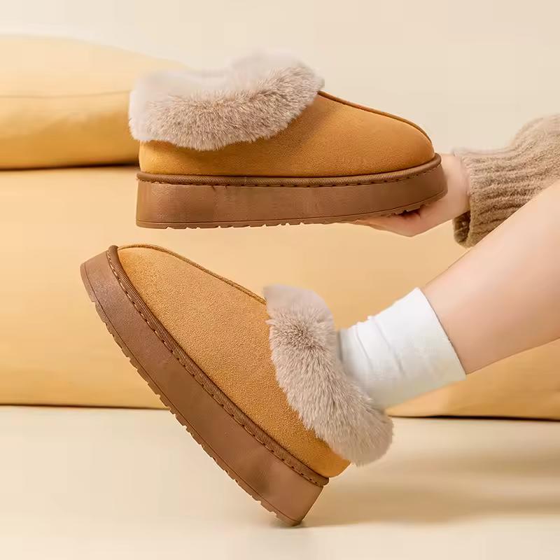 Winter Women Shoes Snow Boots Fluffy Plush Faux Fur Soft Slippers Outdoor Indoor Comfortable Warm Home Men's Shoes